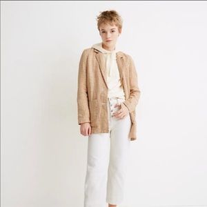 NWT Madewell Linen Dorset Blazer in Gingham Check